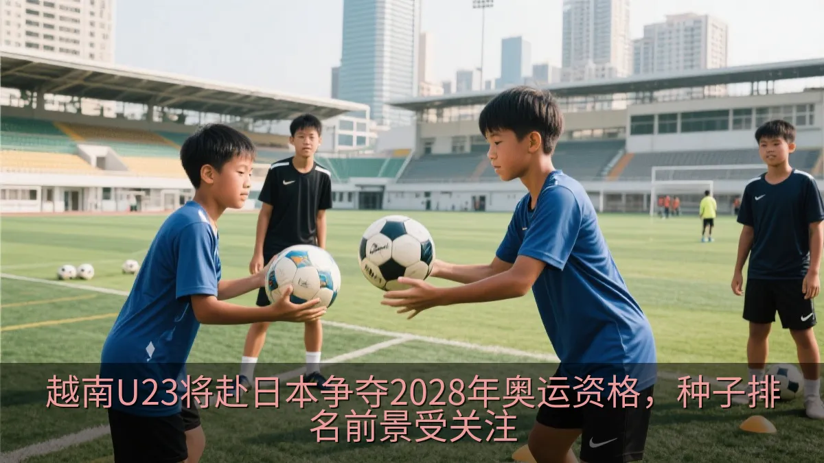 年轻足球运动员在训练场备战